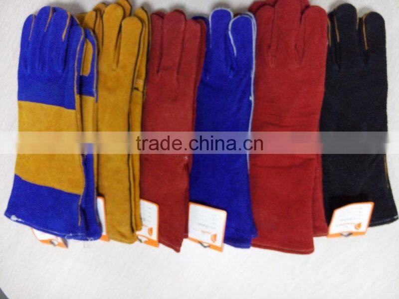 DDSAFETY Heat Resistant Cut Resistant One Piece Back Cow Split Leather Welder Gloves