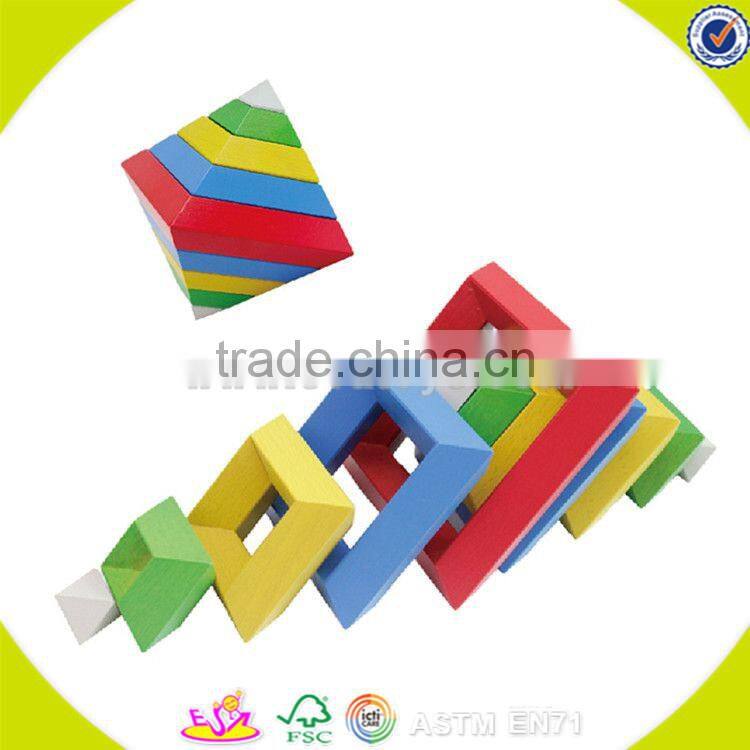 wholesale colorful kids stacking wooden geometric blocks educational children wooden geometric blocks game W13E064