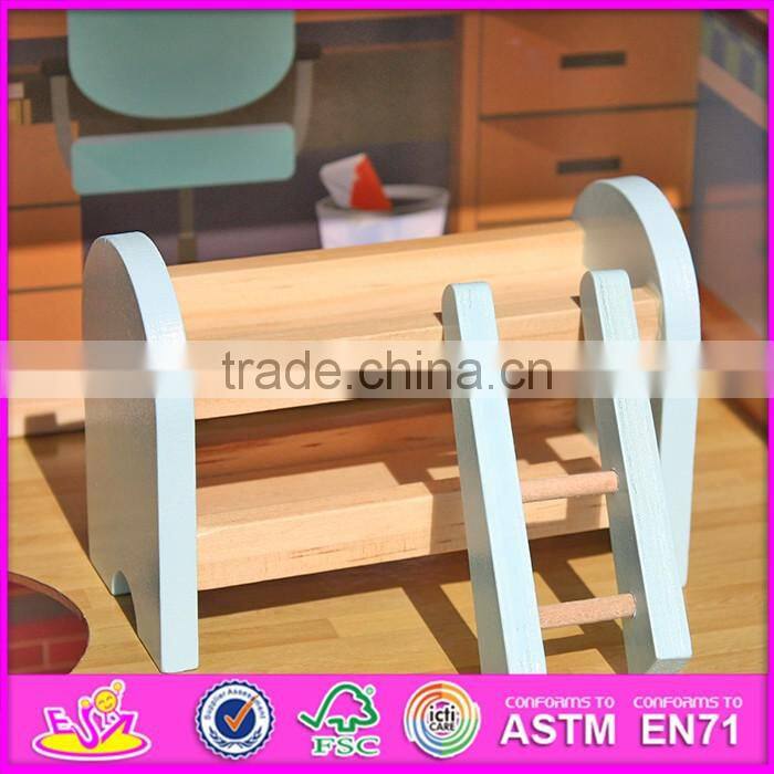 2016 New design children big wooden toy fire station for sale W06A138