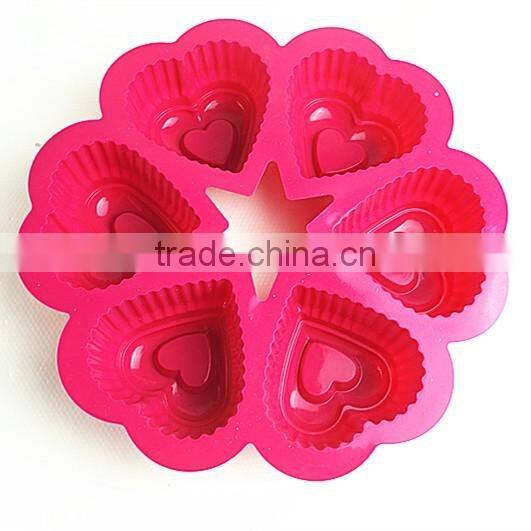 11052 Six Holes Heart Shaped Cake Mould Silicone Mould
