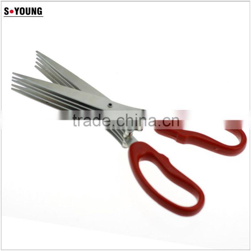 61049 New Design And High Quality snipping shearing Plastic Household Kitchen Stainless Steel 5 Blades herb scissors