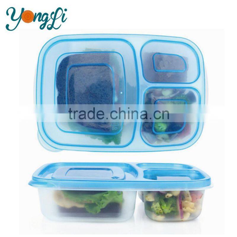 Wholesale BPA Free Plastic 3-Compartment Container Bento Lunch Box