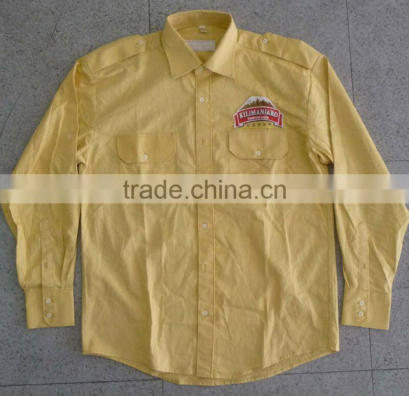 Men's 100% cotton twill casual long sleeve shirt with embroidery