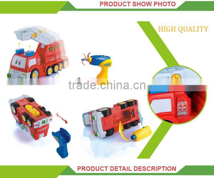 Hot sale kid diy self assemble toy plastic mini fire fighting truck price