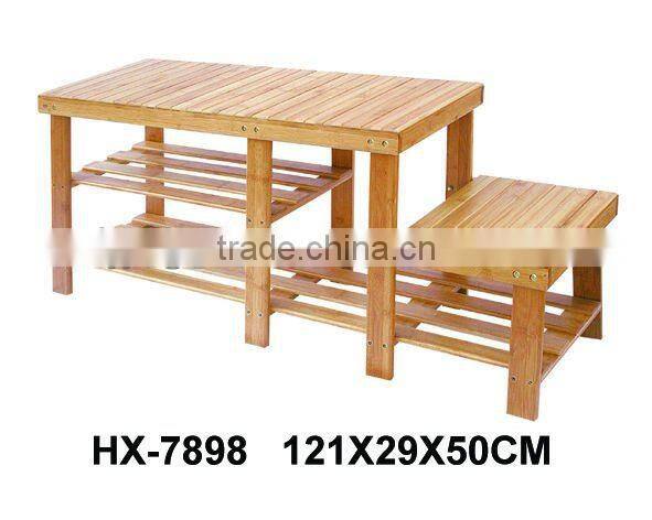 3 Tiers Bamboo Shoes Shelf with Umbrella Rack and Small Drawer