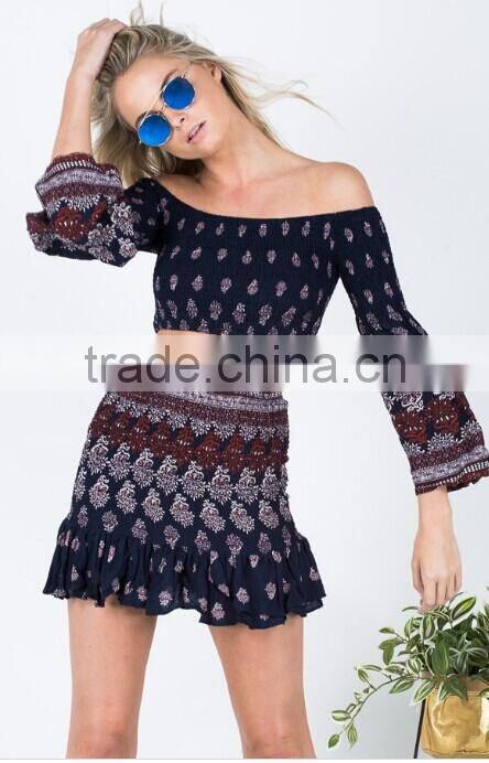 2017 Fashion OEM Two Piece dress For Summer Skirt