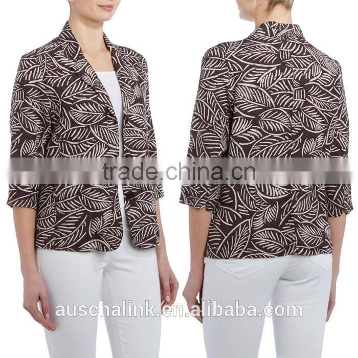 outdoor fashion custom lady all over leaf print jacket wholesale
