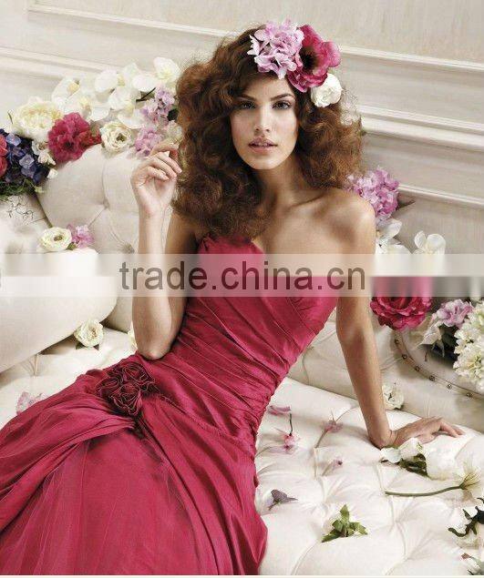 Red A-line taffeta girls pageant dresses