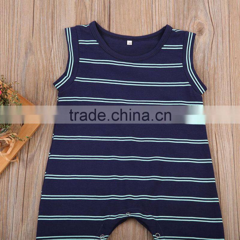 Latest design Custom design onesie kids clothes wholesale cotton jumpsuit Clothing summer stripe baby romper