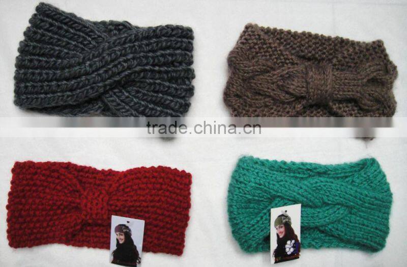 2016 Fashion Hot popular lady bow turban winter crochet acrylic knitted headband