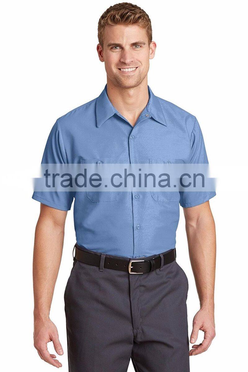 Factory Custom Logo Short Sleeve Shirt Uniform Work Clothes Cotton Mechanic Workwear In Baoding