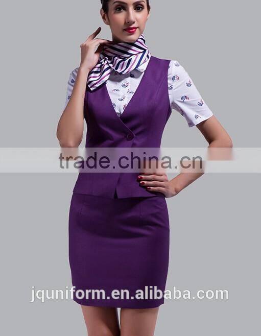 Popluar customized logo design China factory flight attendant uniforms for women