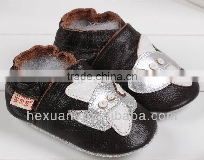 Hot selling lovely Blue leather baby shoes with Red Car