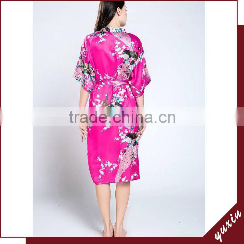 Wholesales silk short robe satin sexy robes for spa Silk Pajama WR010