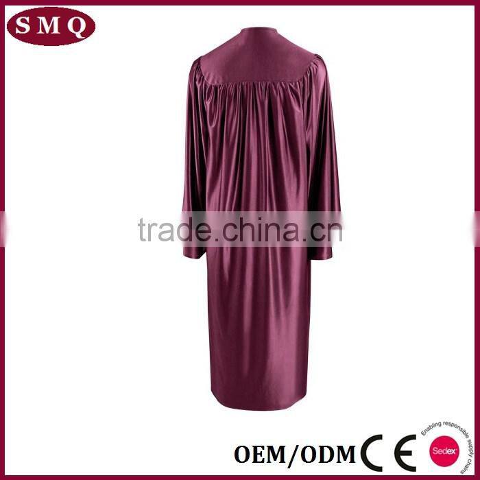 Sturdy zipper Shiny Maroon Choir Robe graduation gown