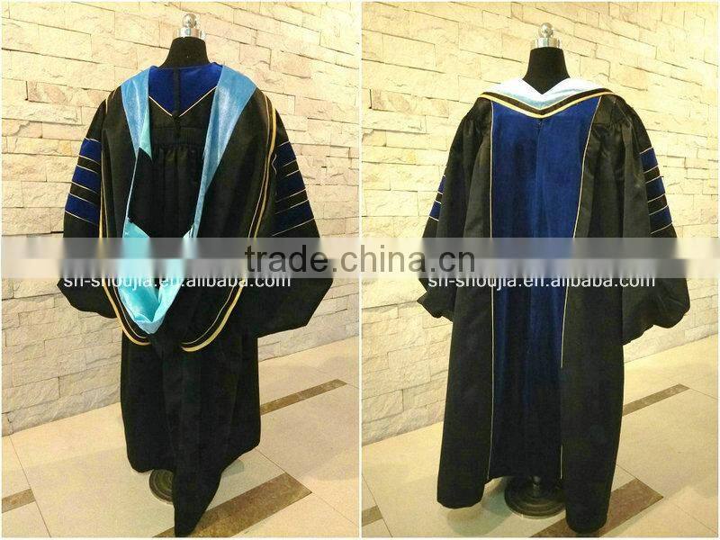 Graduation gowns with hood and cap