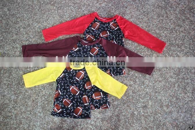 hot sale raglan baby girl sports shirt Fall icing sleeve game shirt boutique children girl football shirt
