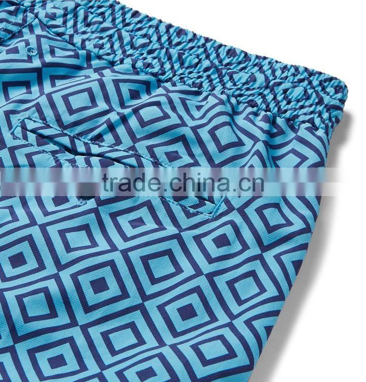 Hot Sale Soft Breathable mens swimming Boxer Short Mid-Length Printed Swim Shorts