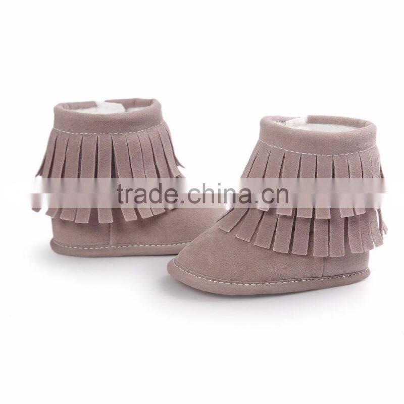 fringed suede fabric baby warm boots