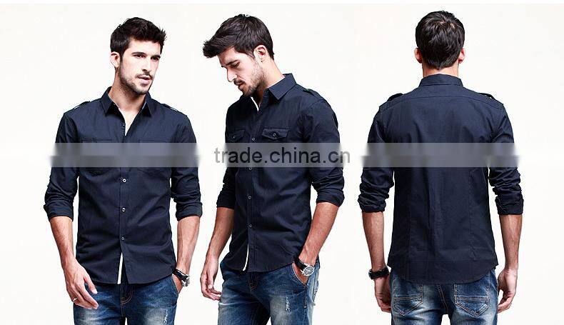 mens slim fit cotton casual shirt with customer logo made in Guangzhou factory directly