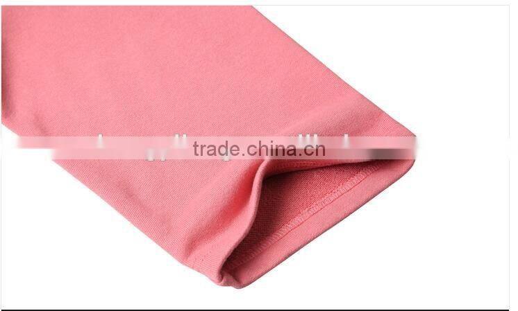 Mens pink side slit thick 3/4 sleeve loose t shirt