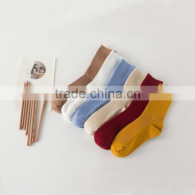 2016 hot sell product women socks beautiful candy color cotton tube socks/boat socks