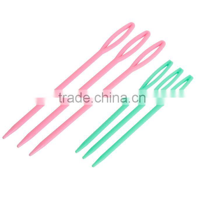 2.5mm 3mm Plastic Knitting Needles Pink & Green 9.3cm(3 5/8") 7cm(2 6/8")long, 5 Sets