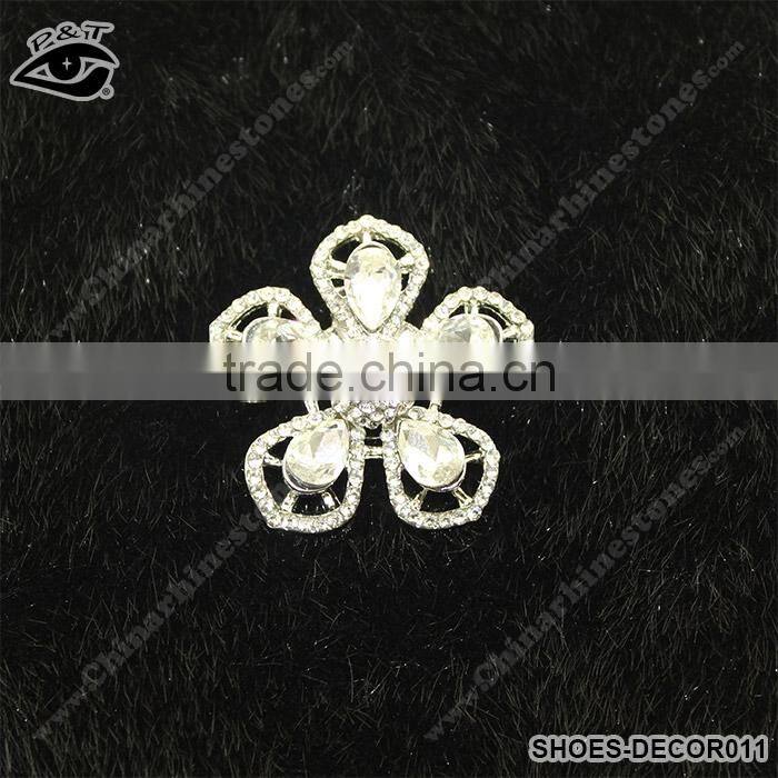 Flower shaped rhinestone ornaments for ladies high heel accessories wedding shoe clips with Metal Clip Jewelry Accessories