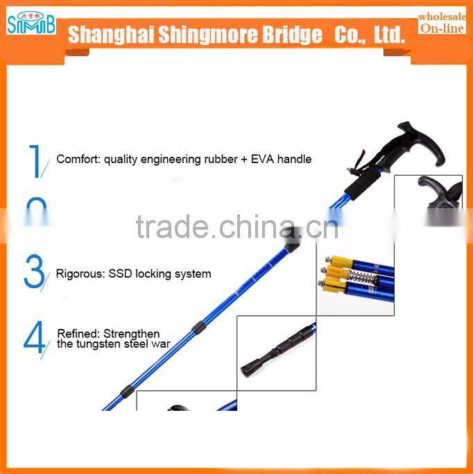 cheap wholesale high quality 4 section aluminium alloy hiking stick