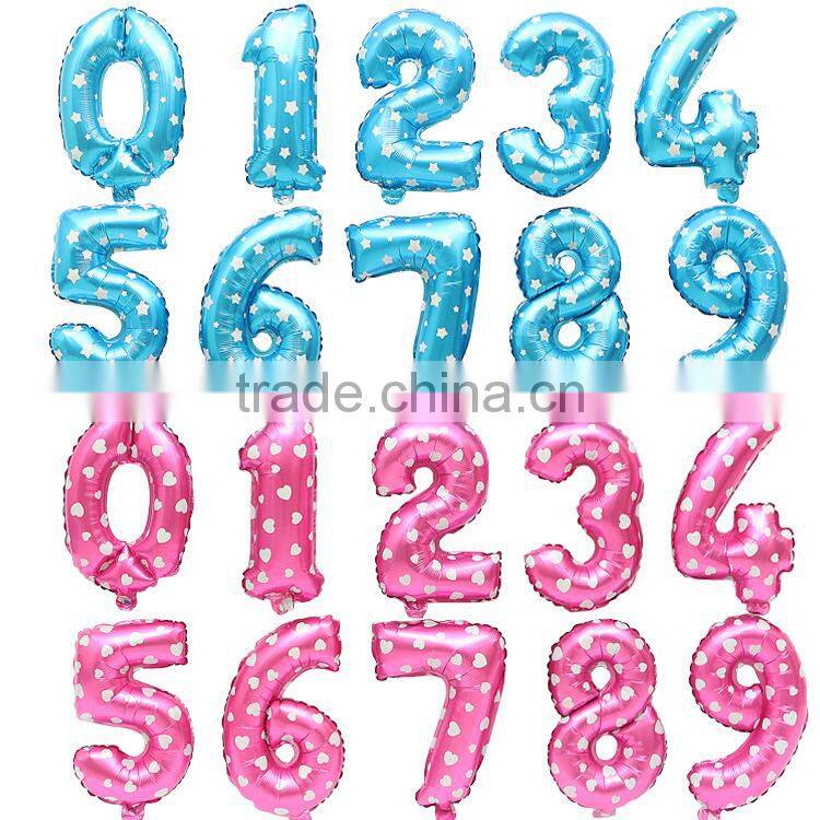 16 inch gold silver blue pink color foil number balloons for party decoration