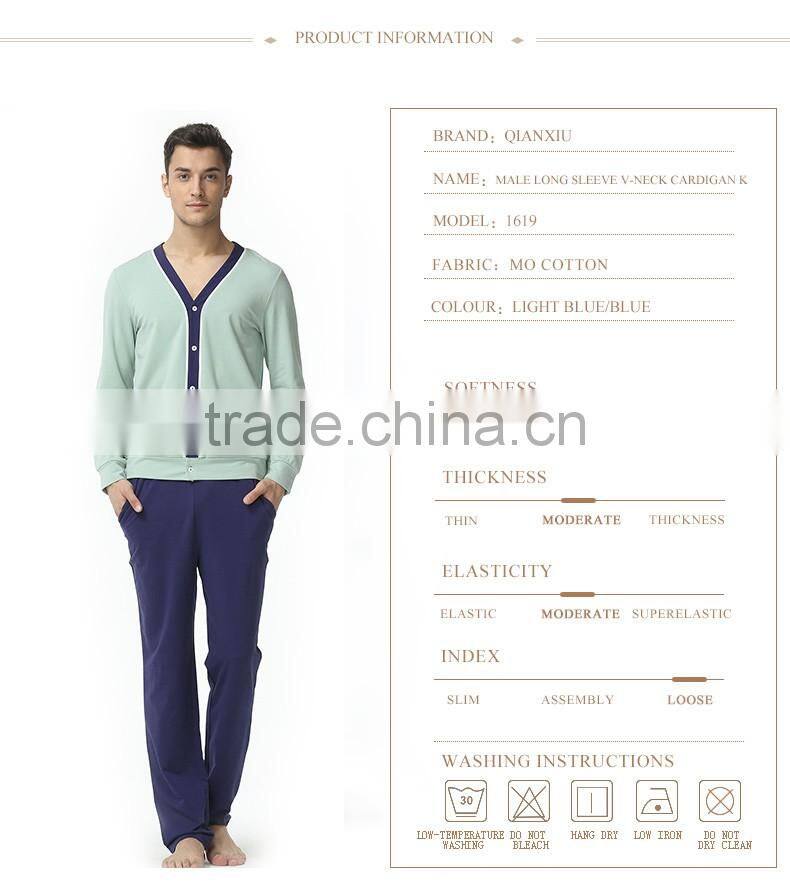 New Arrival Qianxiu Wholesale V-neck Cardigan Men Nighty