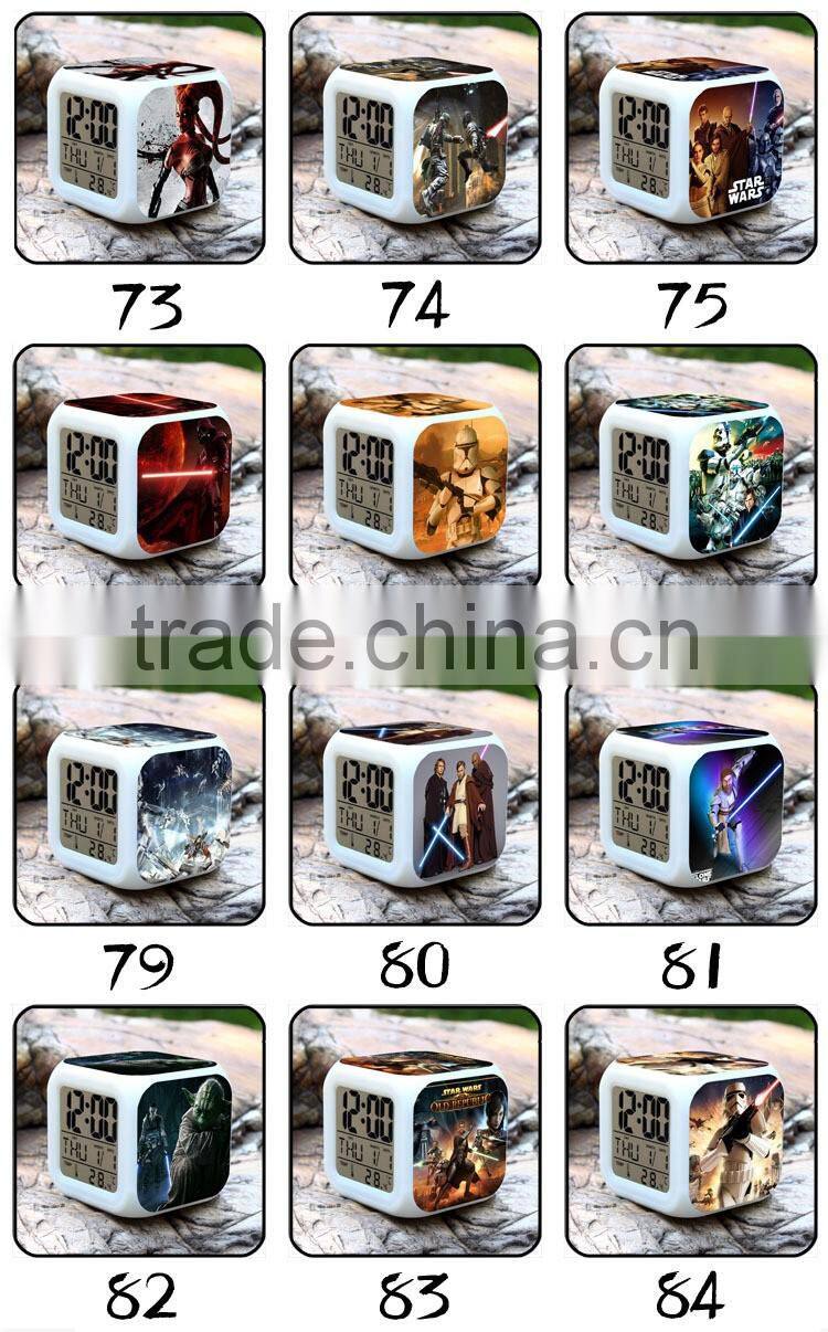 Hot Movie LED alarm clock LED digital clock colorful changeable clock for kids