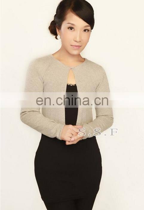 SFW-241 ladies 100%cashmere classic crew neck cardigans