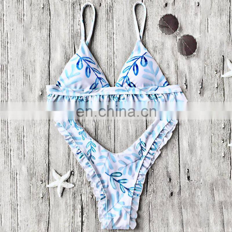 2017 Fashion Lotus Leaf Bikini Swimsuit Swimsuit