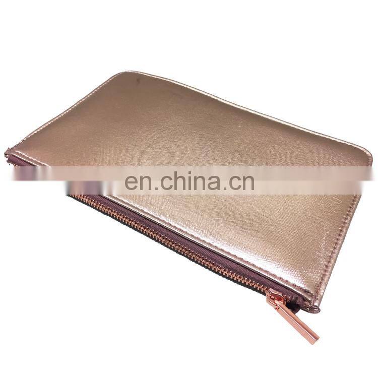 PU Rose Gold Metalic Makeup Bag Travel Girl Toiletry Bag Zip Lock Bag