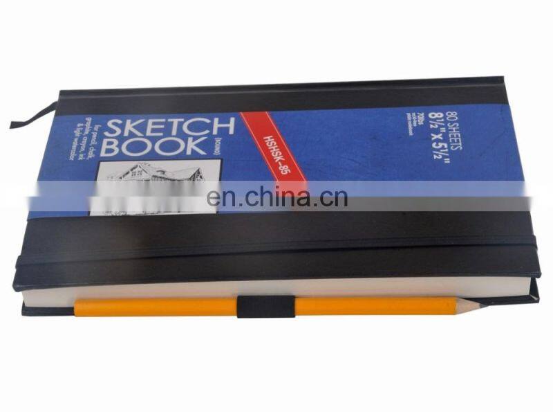 110gsm 80 sheets tape bound black hard cover with elastic 14x11" Sketch pad