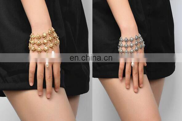 Matching Jewelry layered Golden Chain Pendant Pearl Beads Tassel Bracelet