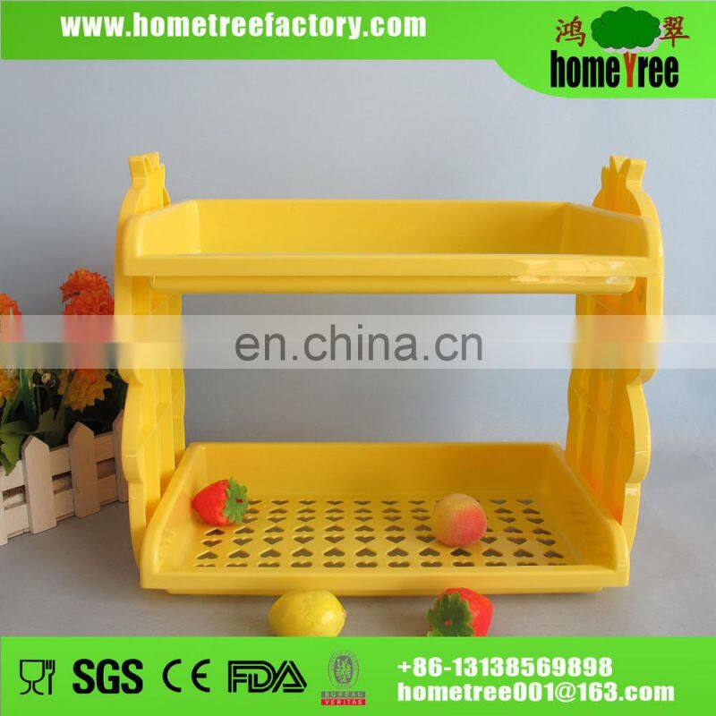 Newly cute cartoon design 2 layer plastic storage rack