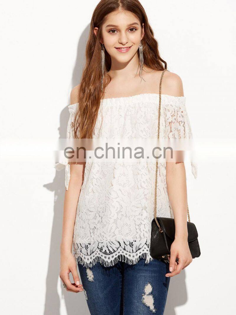 2017 summer lace flower shirt one shoulder shirt cute short slevee shirt for ladies