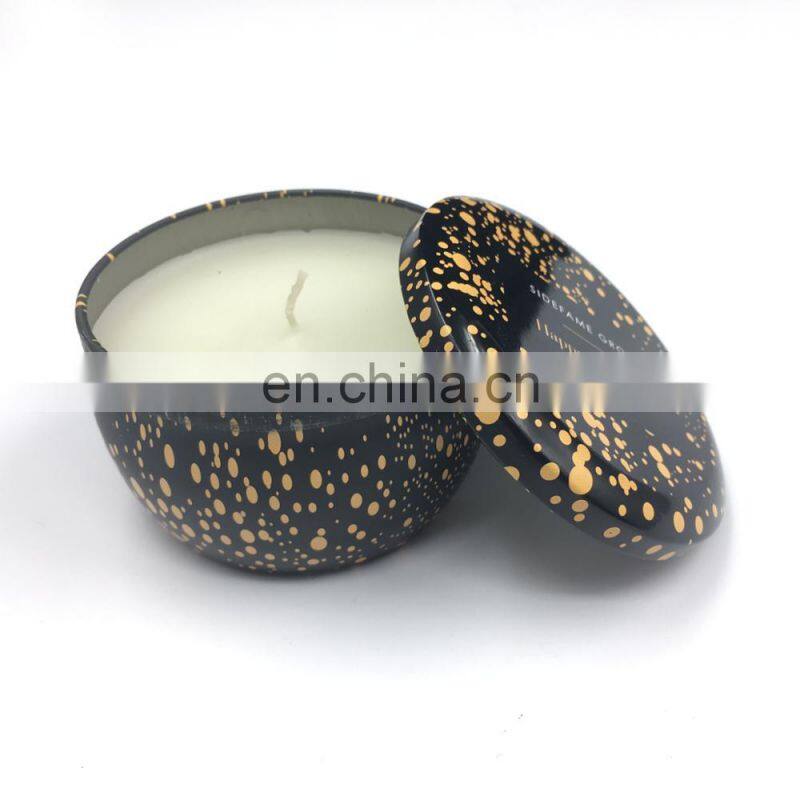 Wholesale round ball shape metal scented travel candle tin