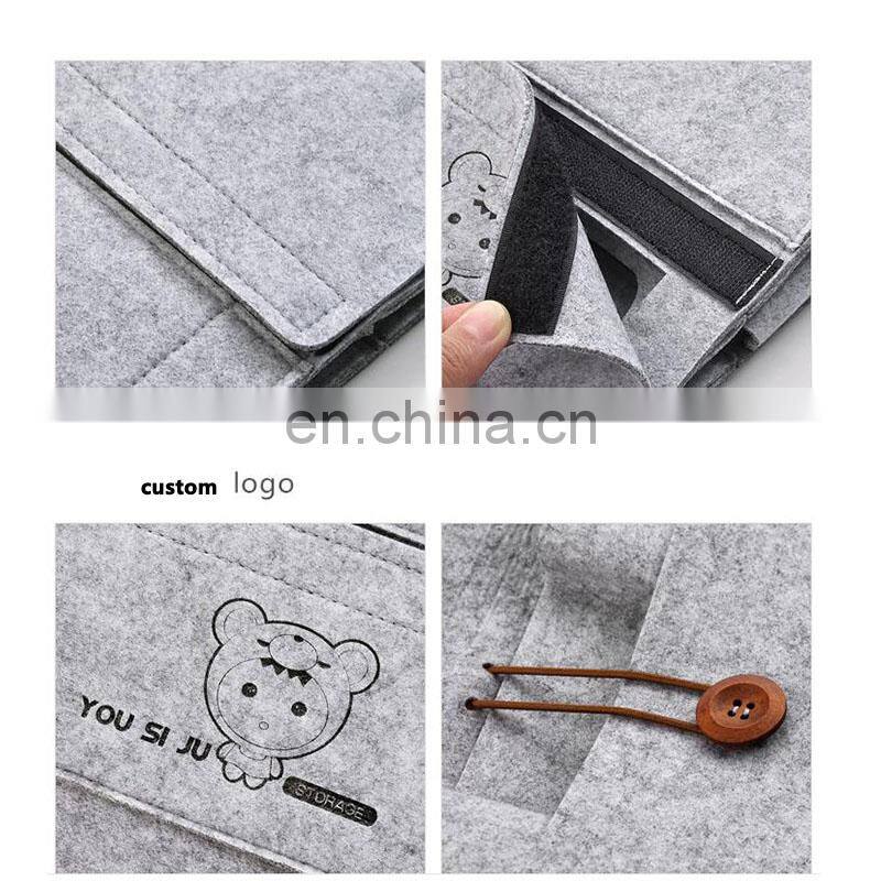 orange color super quality hanging organizer bag multi functional felt bedside storage caddy