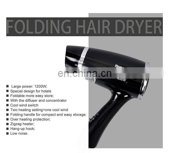 hotel appliances folding 1200W black or white hairdryer 220V for guest room