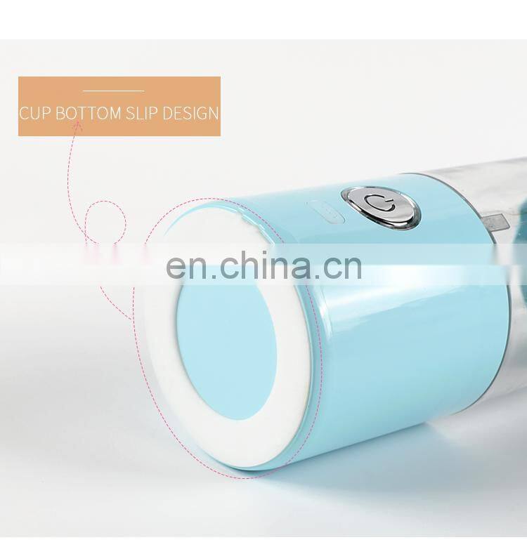 2021 New USB Rechargeable 7.4V Powerful Fruit Smoothie Mixing Portable Blender Juicer with Bottom Cover