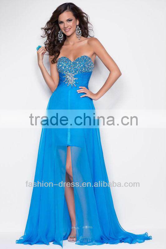 Flowing Strapless Sweetheart Neckline High Low Beading Specail Occasions Prom Dress
