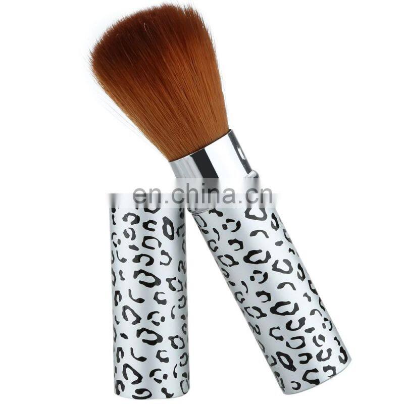 New Profession Leopard Print Retractable Makeup Brush Face Cheek Cosmetic Soft Powder Foundation Brush Blush Brush