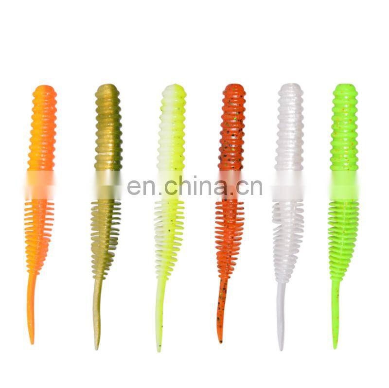 Amazon Wholesale 100mm 4.5g 5pcs/bag Screw Straight Tail Maggot Artificial Lure Fake Bait