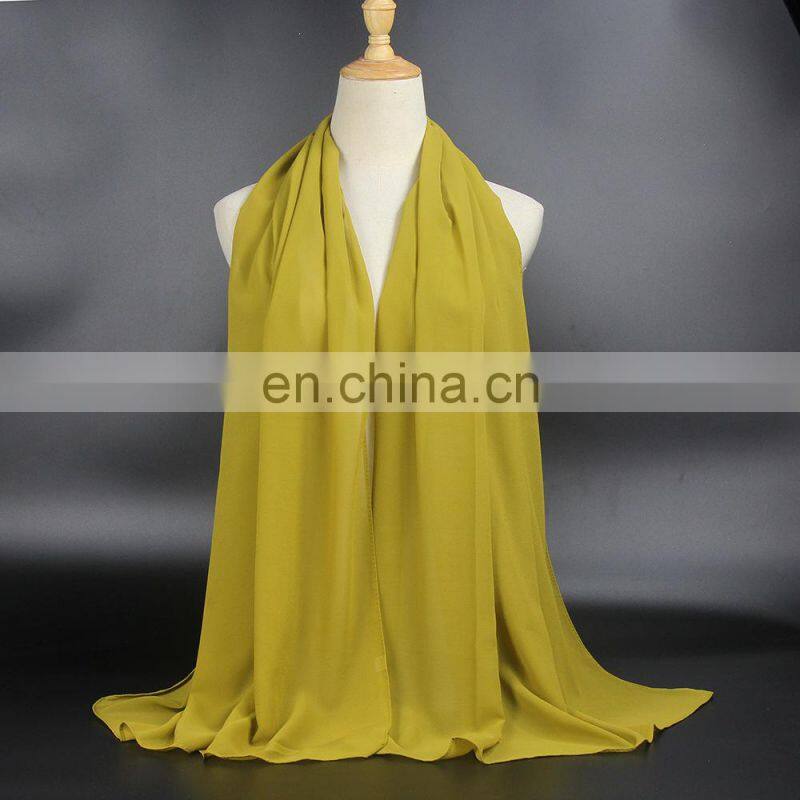 175*75cm Pearl Chiffon Scarf Pure Color Long Scarf Hijab Pure Color Shawl Malay Turban