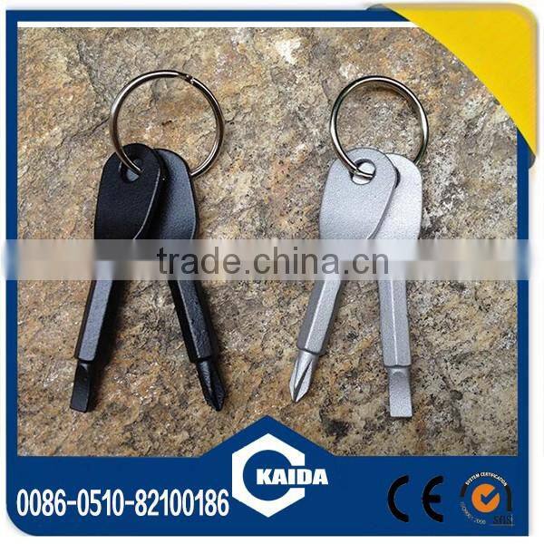Mini pocket stainless steel outdoor tool EDC slot and phillips screw driver with key ring