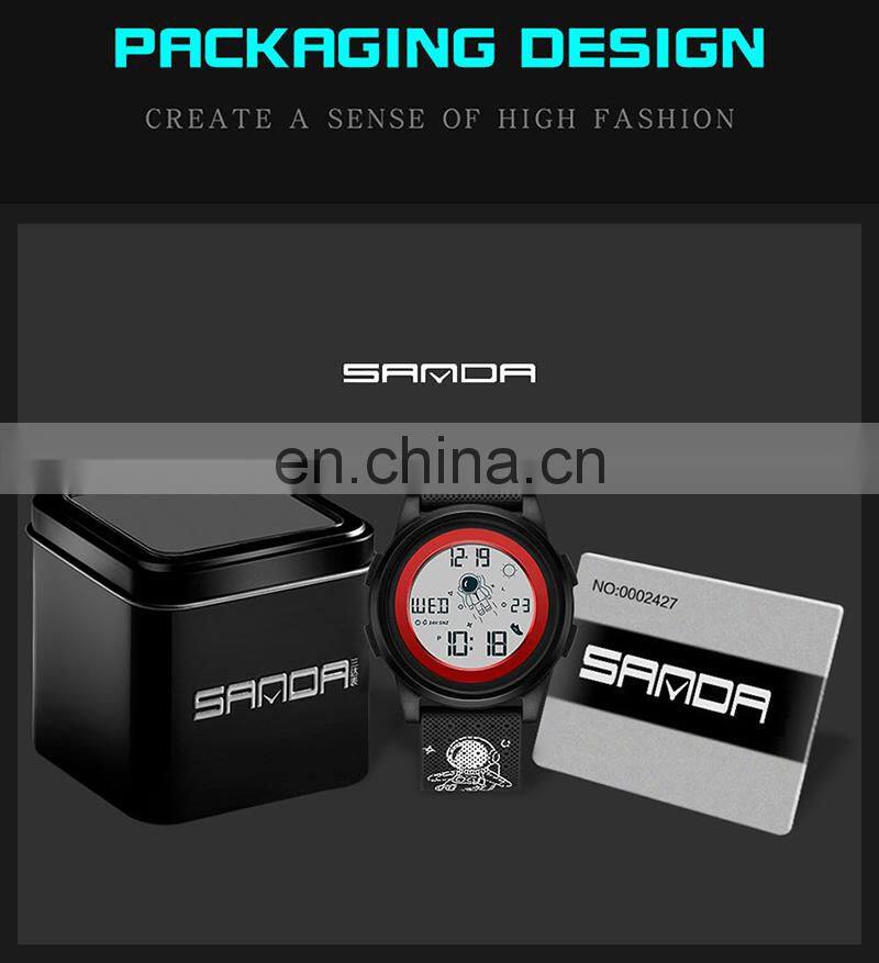 SANDA 2122 Men Digital Watches Fashion Astronaut Waterproof Sport Led Men Wrist Watches