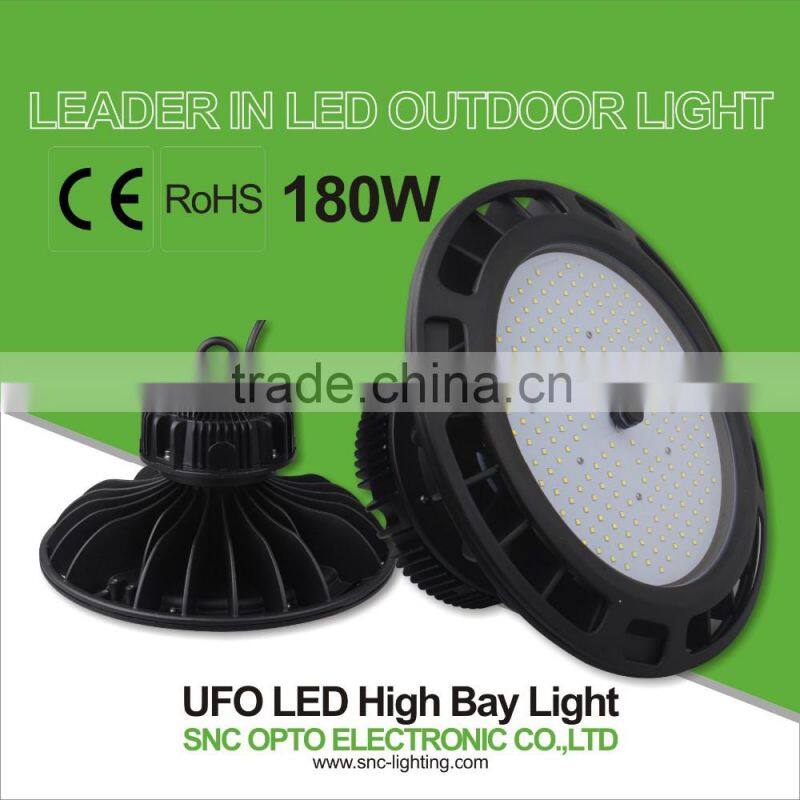 Hot Popular toughed glass UFO CE/RoHS listed 180w high bay light for gas station